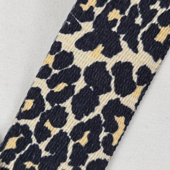 Black Cream Animal Print Long Adjustable Bag Strap Replacement Gold Toned Hdwre - Picture 5 of 7